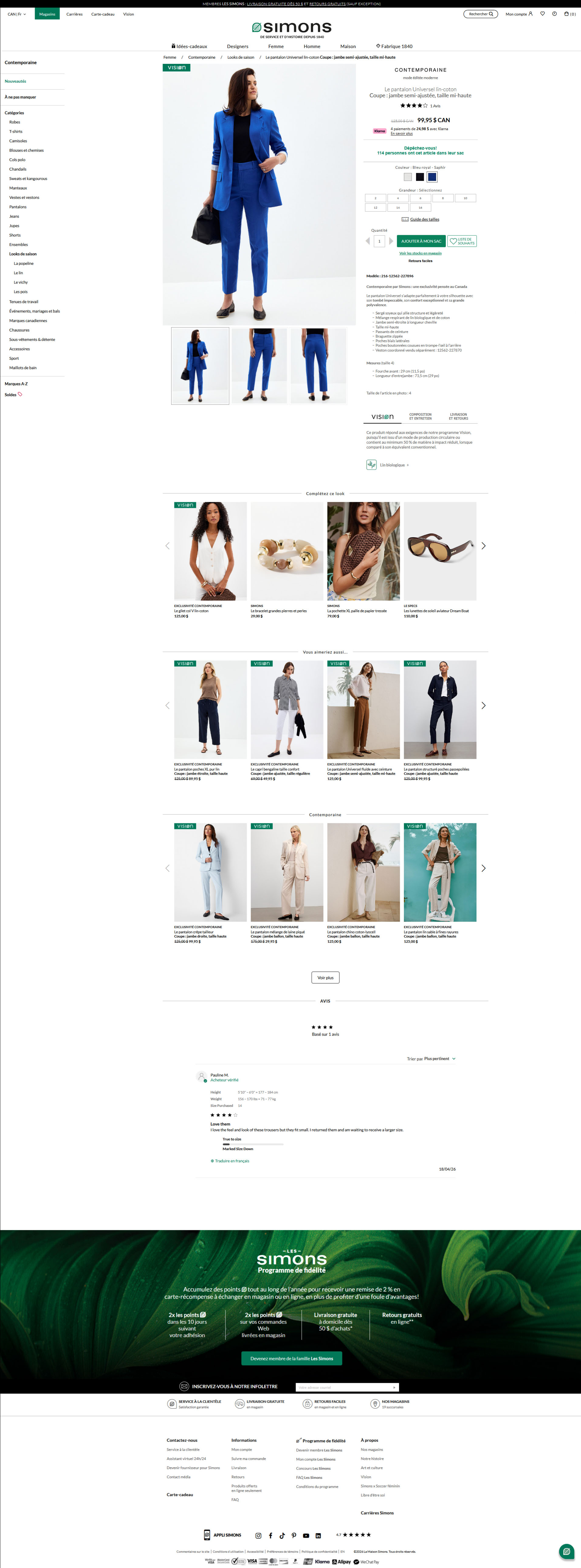 Page produit Simons