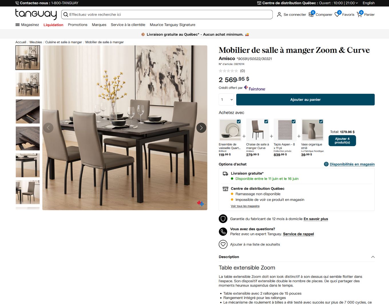 Page produit Tanguay